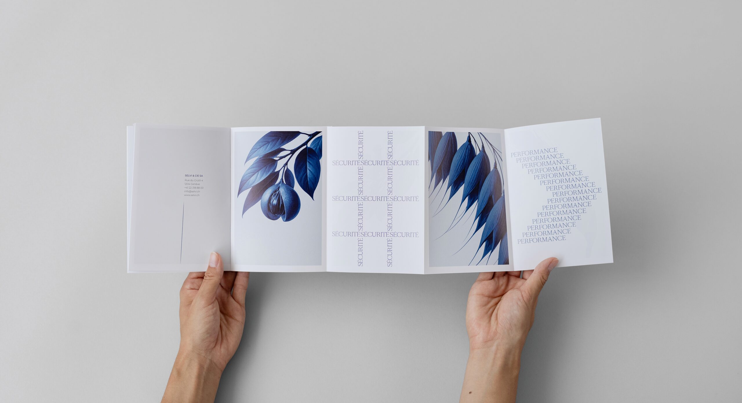 Livret Selvi & Cie déplié tenu ouvert pour montrer ses pages